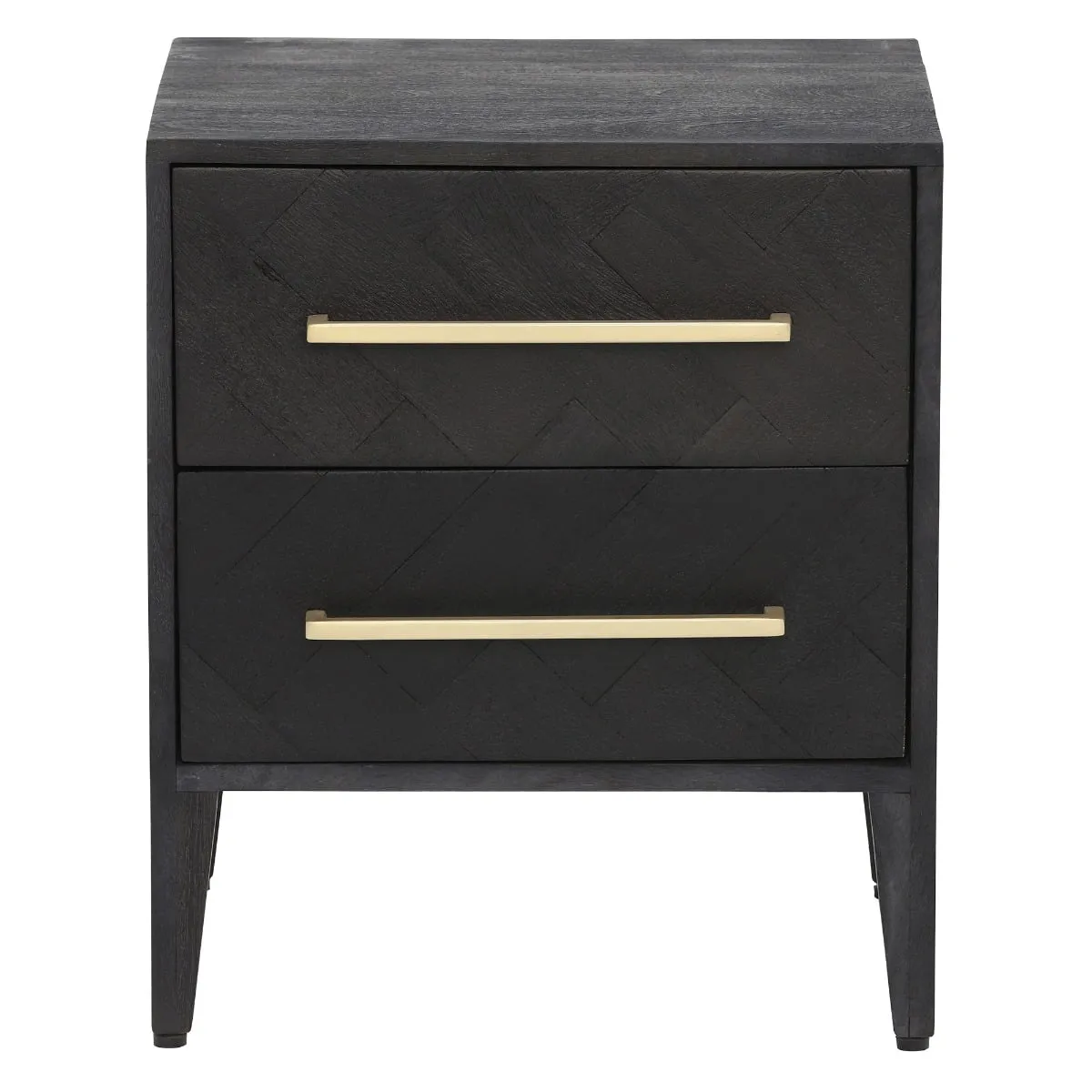 Onyx 2 Drawer Bedside Table, Black Wood | Barker & Stonehouse 3