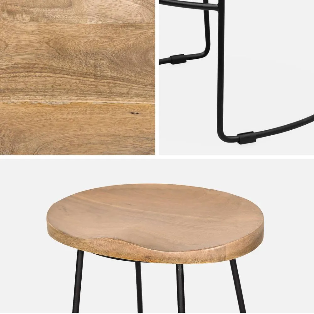 sweeek Pair of industrial metal & wooden bar stools in Beige 6