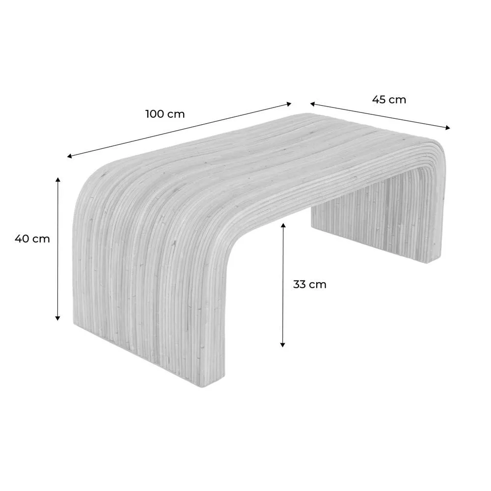 sweeek Bench, end of bed in natural rattan, 100cm in Beige 5
