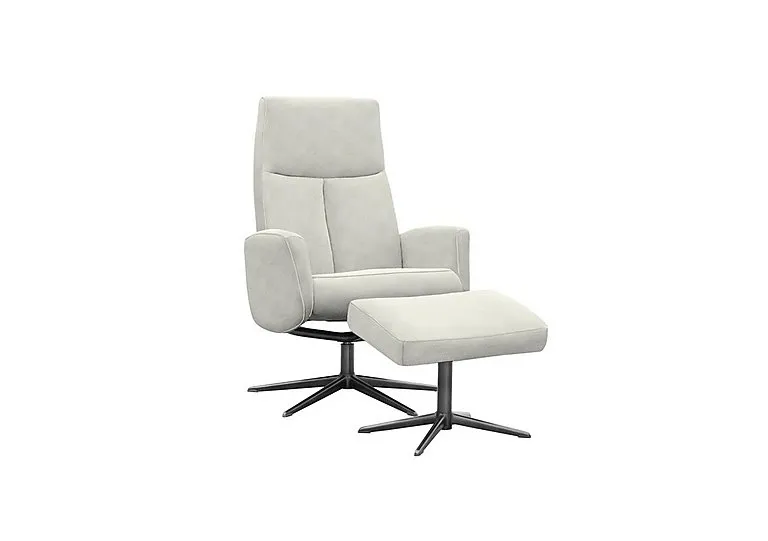 Vaasa Fabric Swivel Recliner Chair and Footstool with Black Base