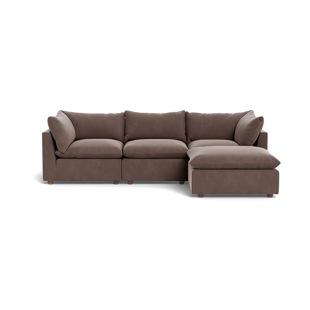 Heal's Astrid Right Hand Facing Corner Sofa Smart Velvet Mouse Natural Beech Feet 1