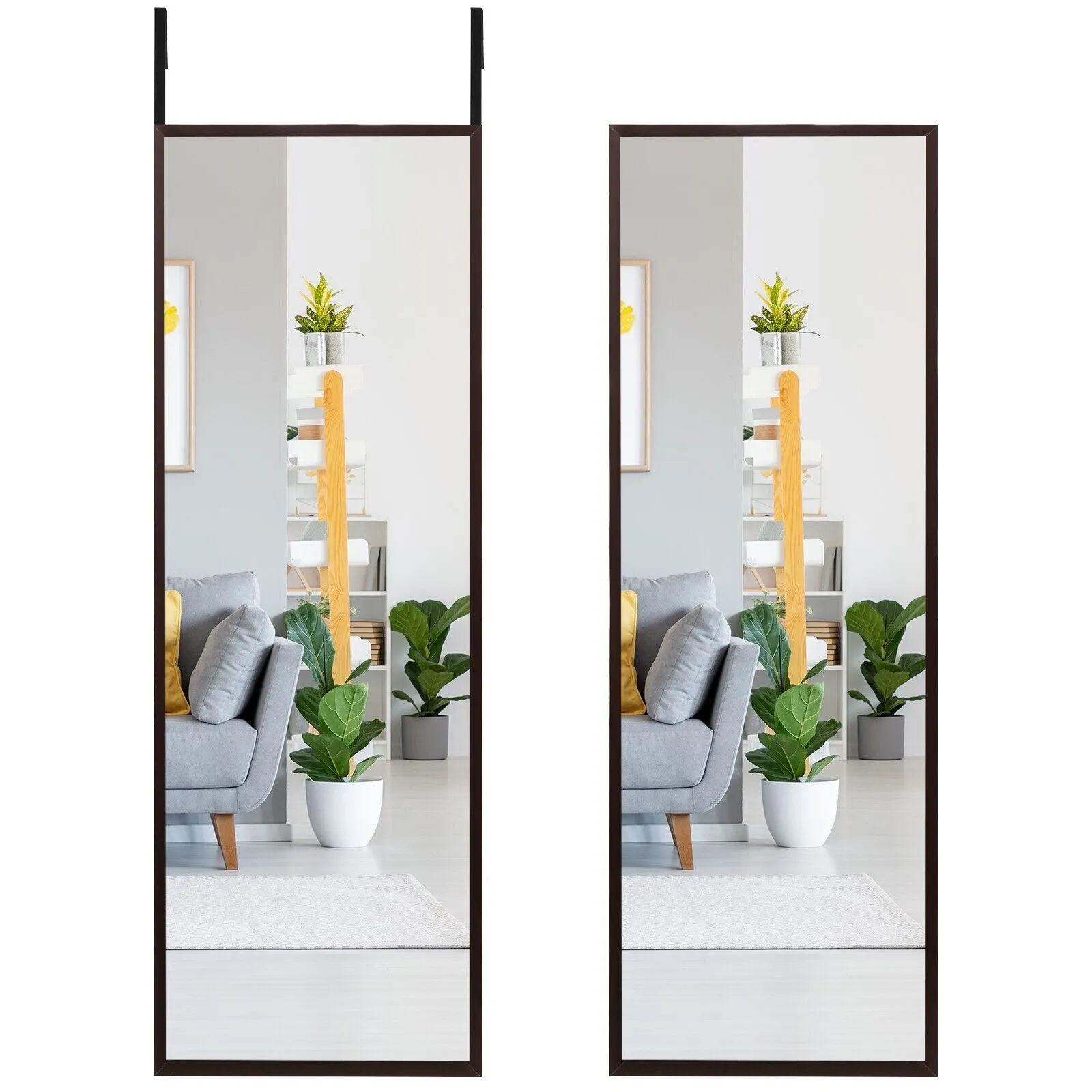 Costway 2 IN1 Full length Mirror Bedroom Over the Door Full Body Mirror Make up in Black