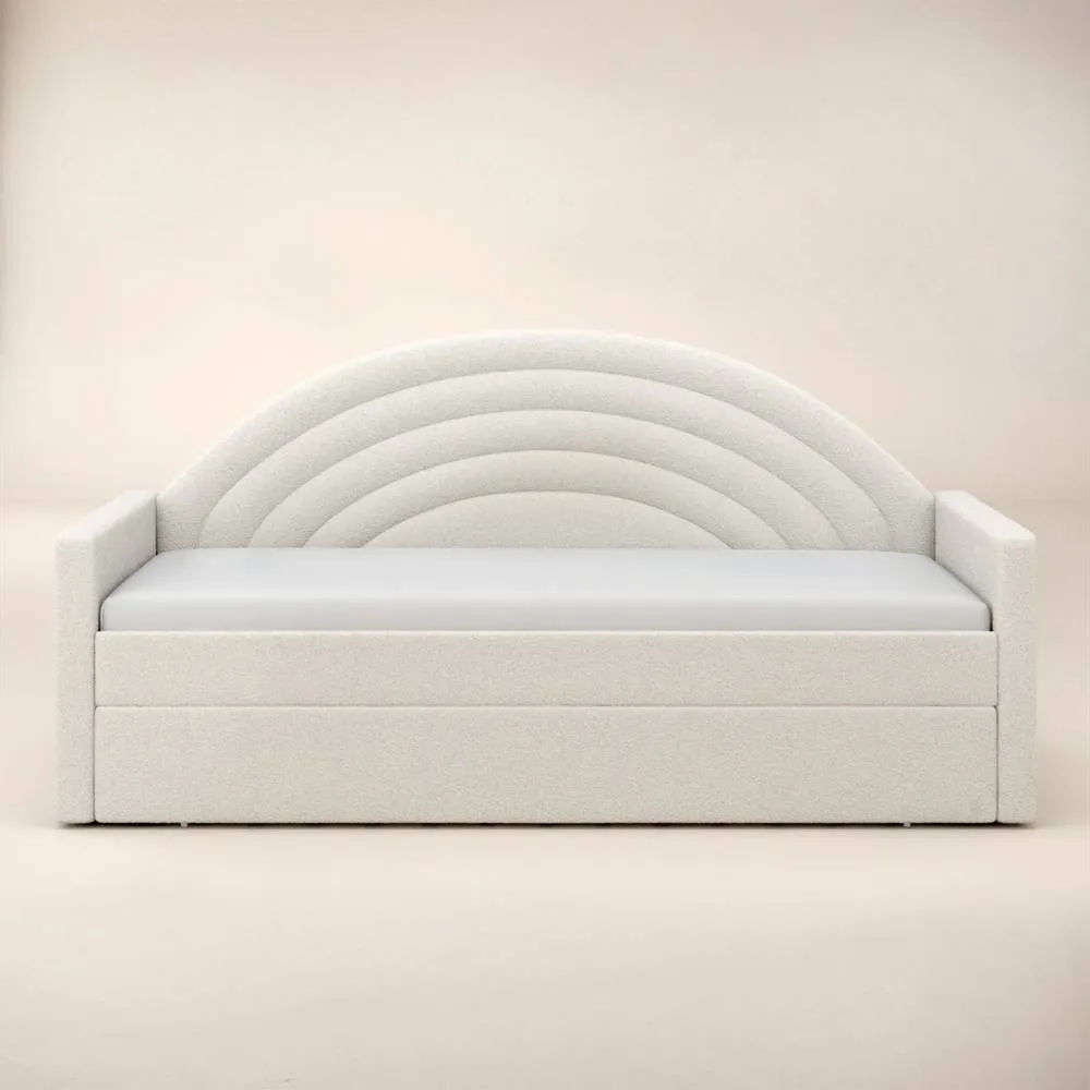 Flair Noa Rainbow Day Bed with Trundle Beige Teddy Fabric 5