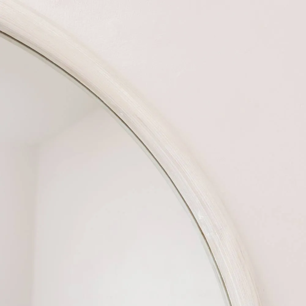 Melody Maison Large White Washed Wooden Round Wall Mirror - 80cm X 80cm 2