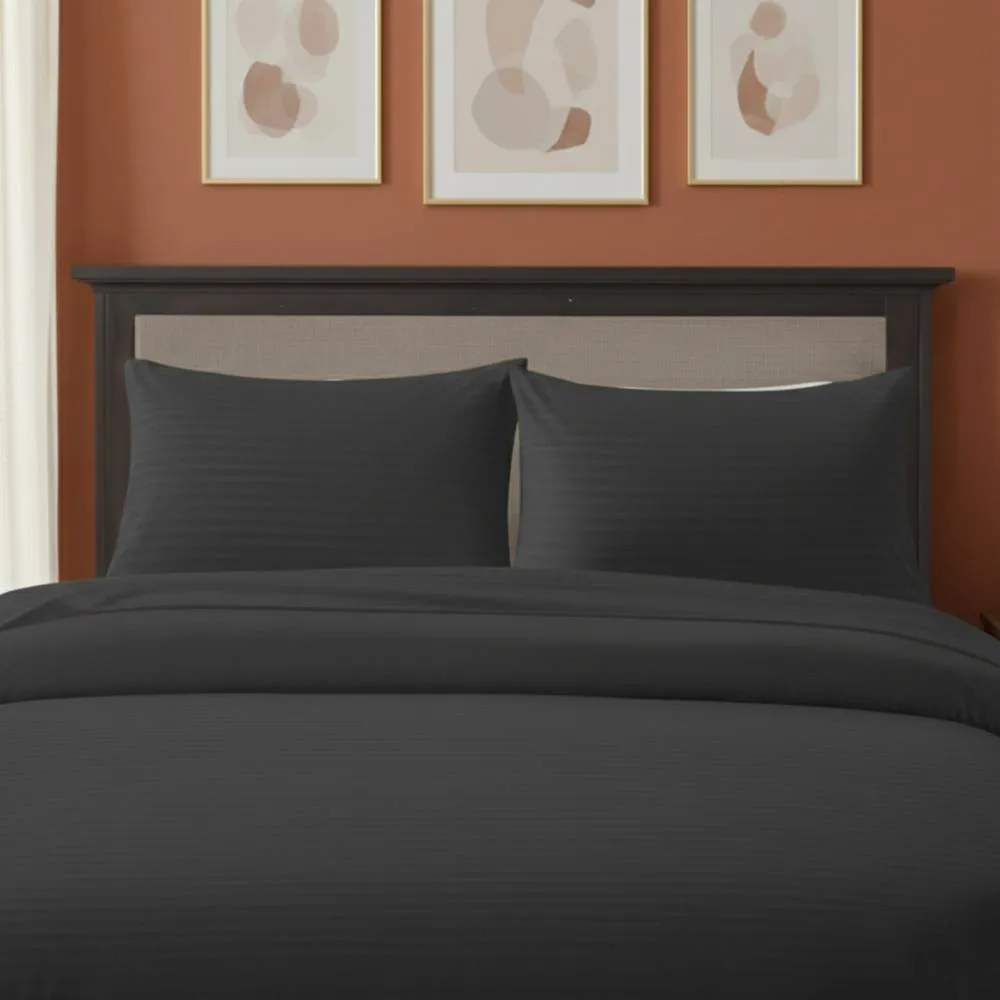 Snug City Microfibre Soft Touch Satin Stripe Housewife Pillowcase Pair in Grey