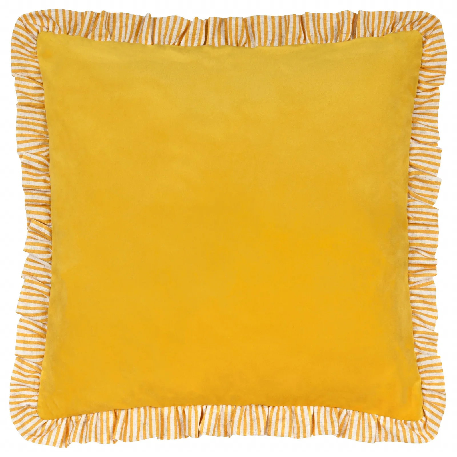 Wylder Solene Ruffle Matte Velvet Filled Cushion Yellow 45 X 45Cm, Yellow 2
