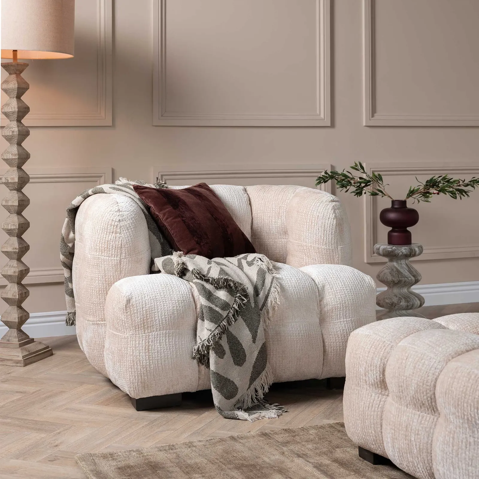 Lenor Occasional Armchair, White Boucle | Barker & Stonehouse