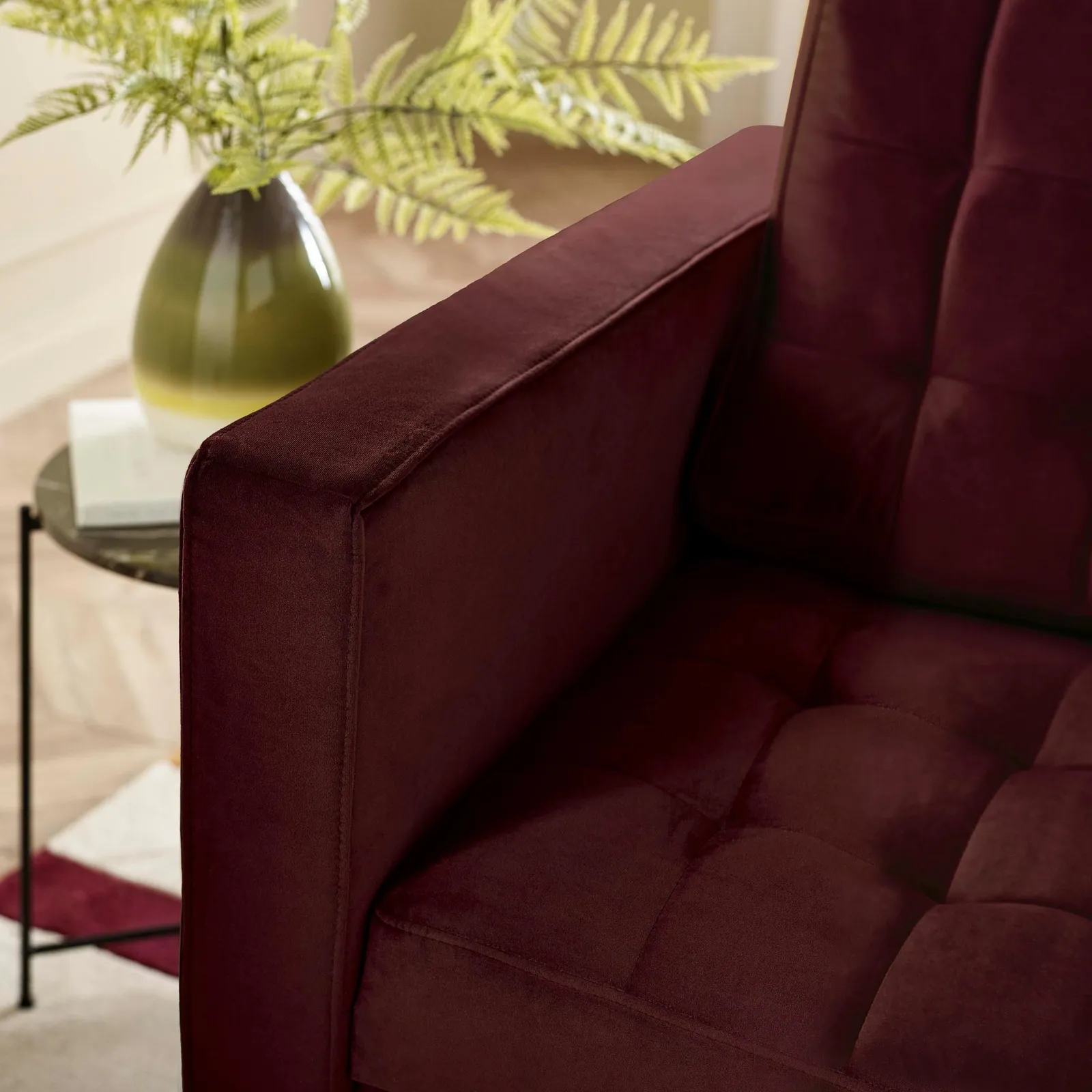 FurnitureboxUK Jade 2-Seater Soft Touch Velvet Sofa With Solid Wood Frame in Maroon 5