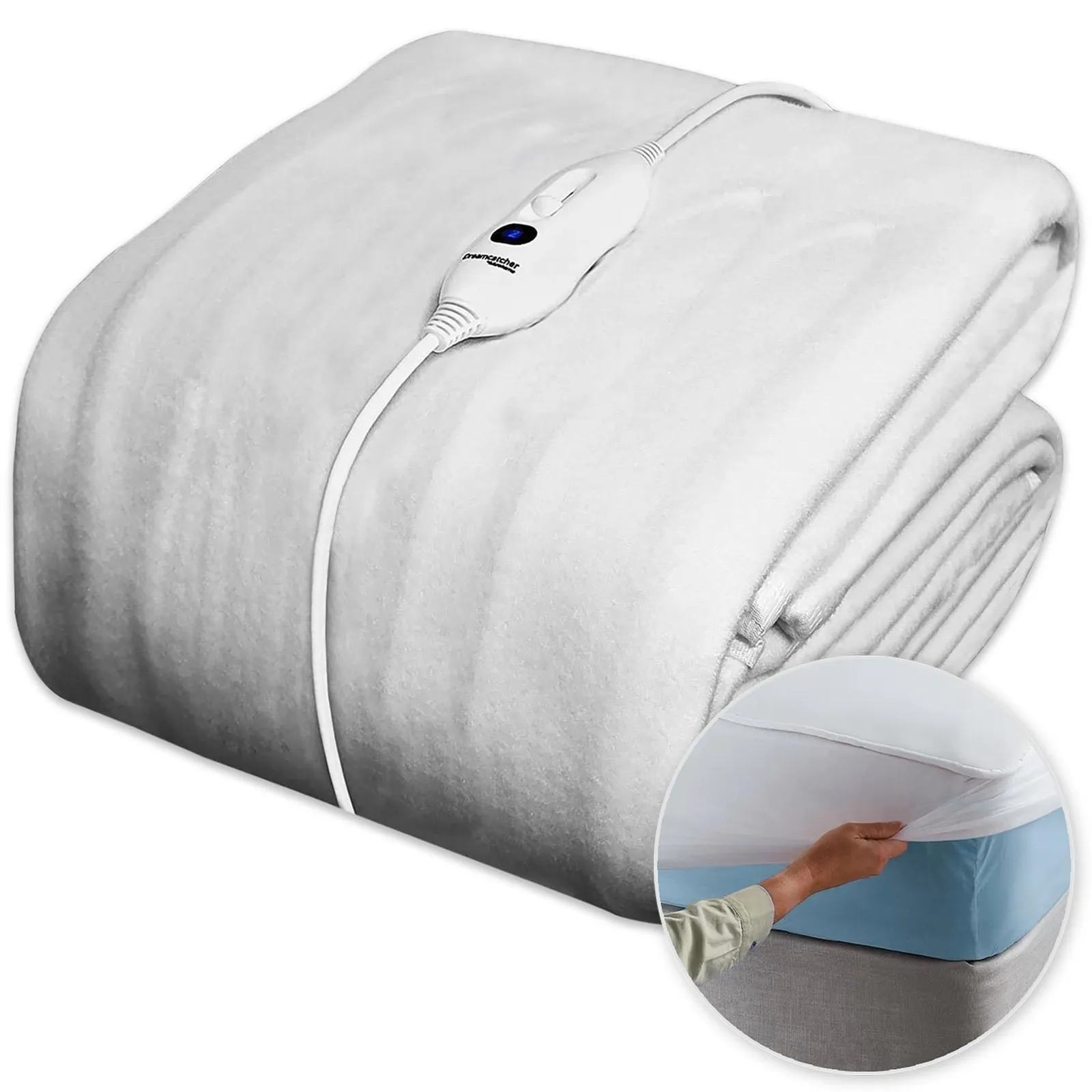 Dreamcatcher Luxury Polyester Electric Blanket Heated Fully Fitted Under Blanket 3 Heat Settings - Single/Double/King/Super King