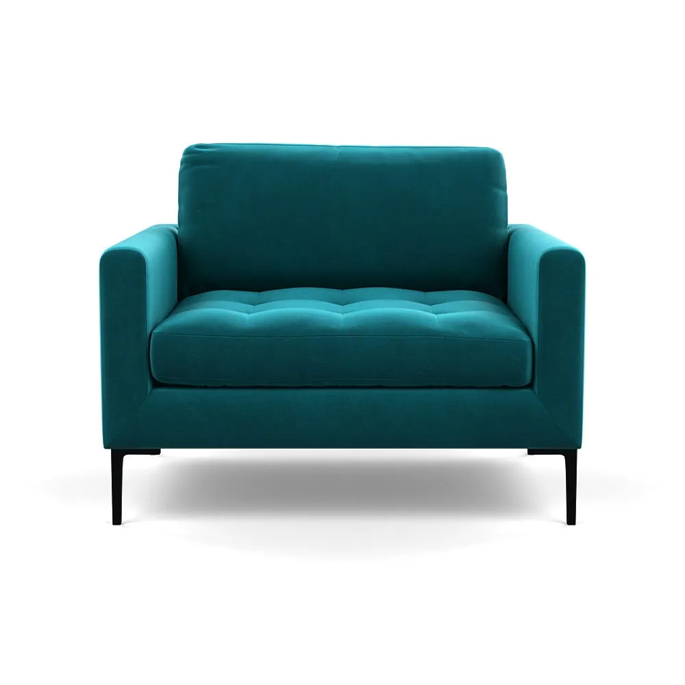 Heal's Eton Loveseat Smart Velvet Petrol Black Feet