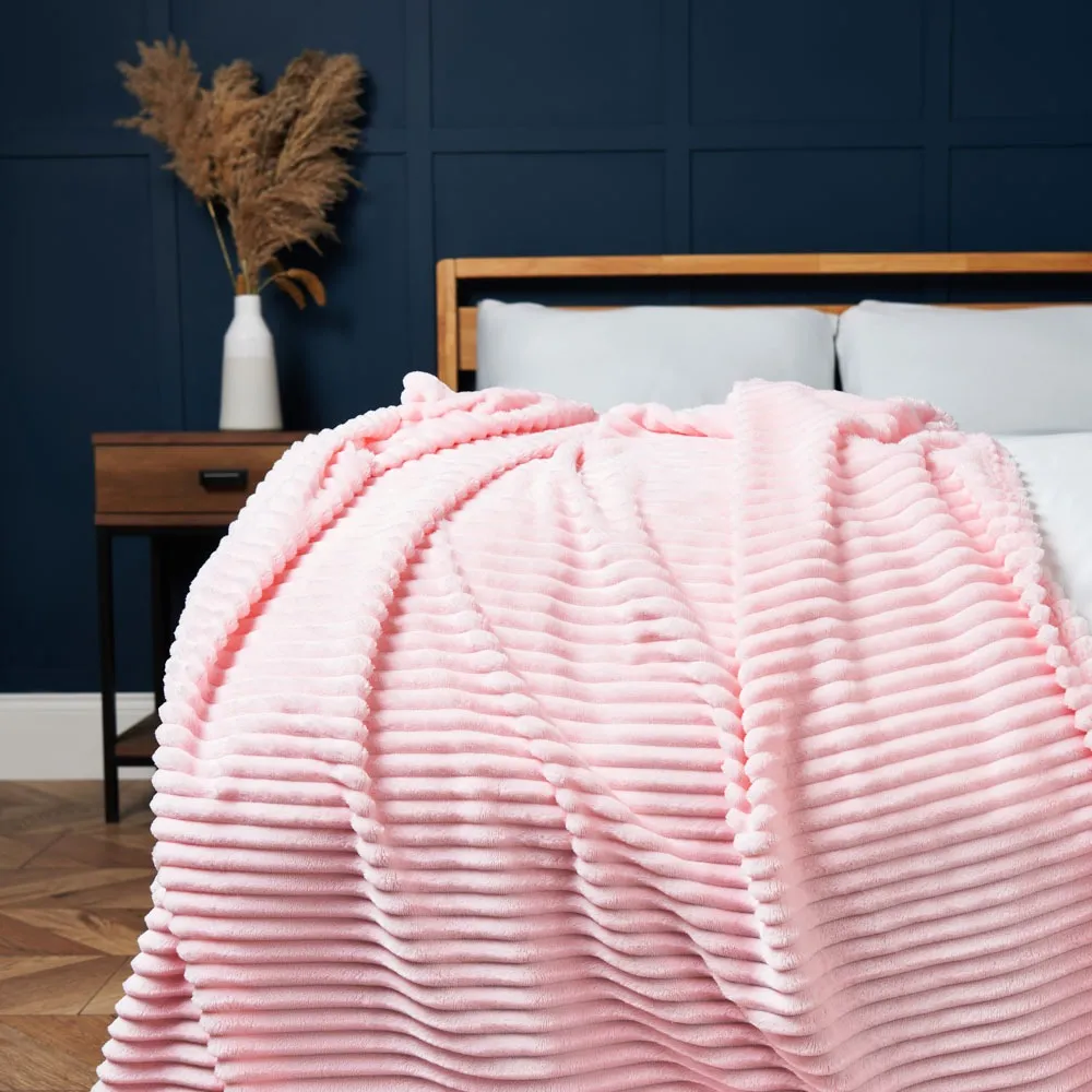 Luxury Ribbon Velvet Throw, Blush 1