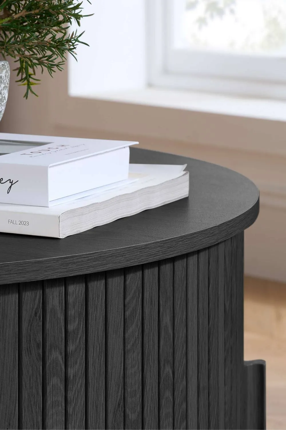 Birlea Axel Round Fluted Coffee Table with Storage Black 4