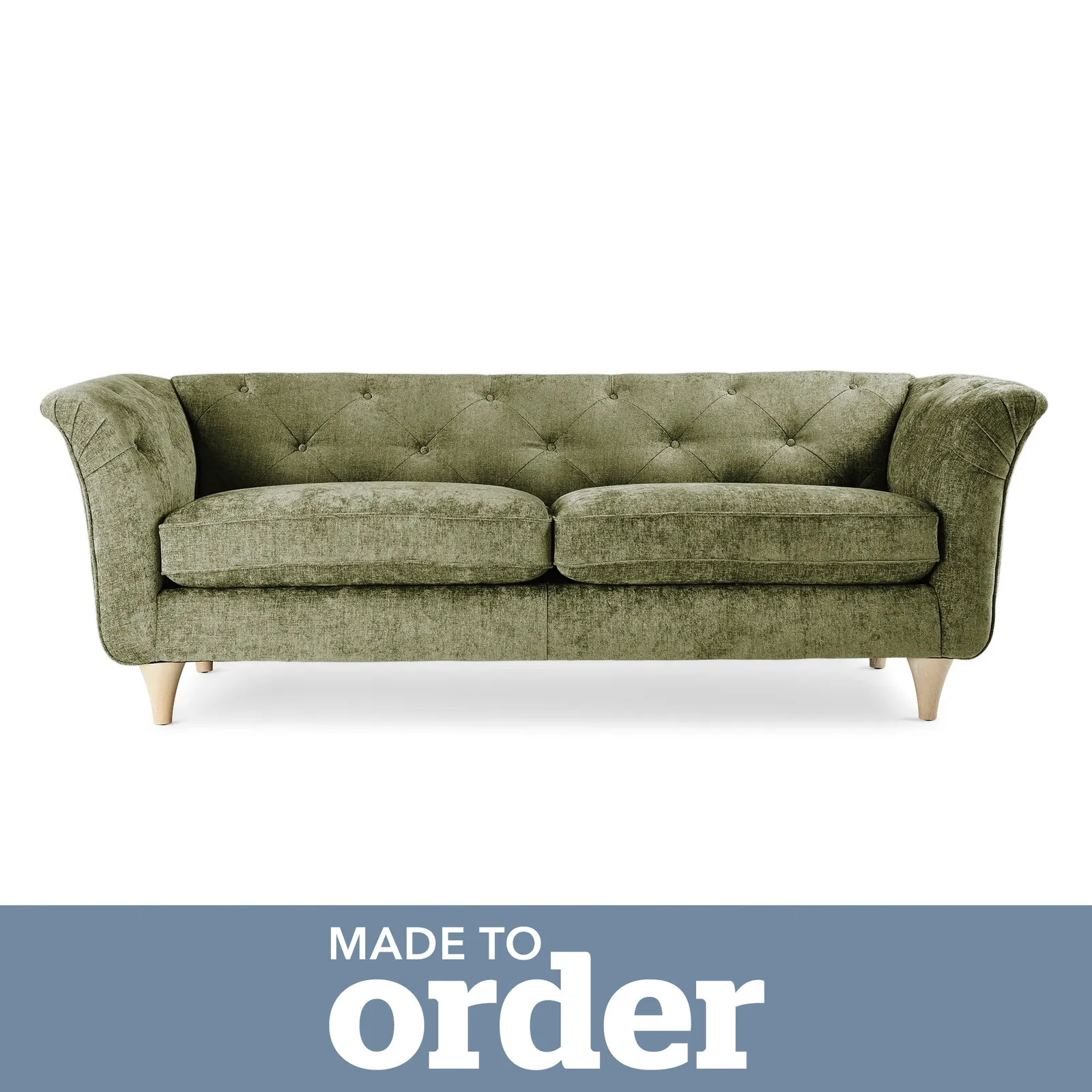 Jaipur 3 Seater Sofa Luxury Chenille Premium Chenille Olive