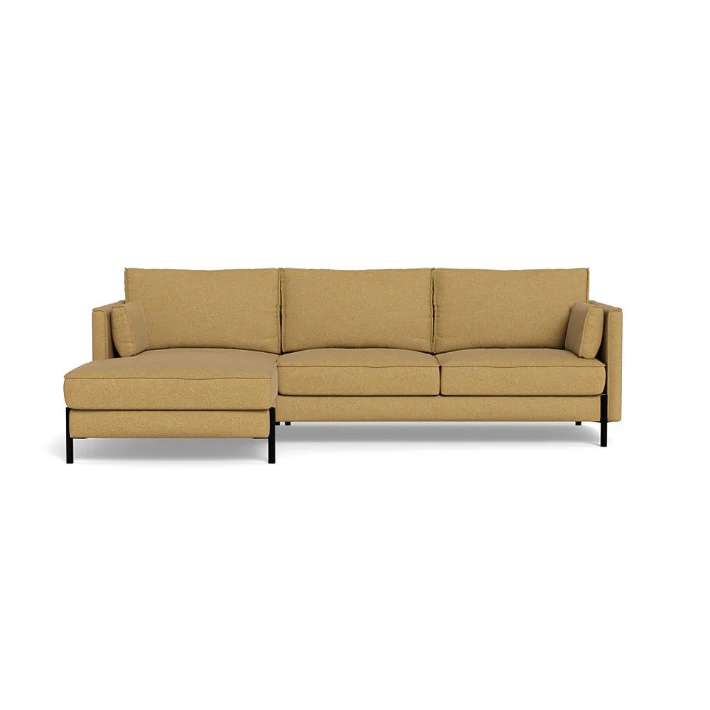 Heal's Tortona Left Hand Facing 4 Seater Corner Chaise Boucle Tweed Citrine Black Feet 1
