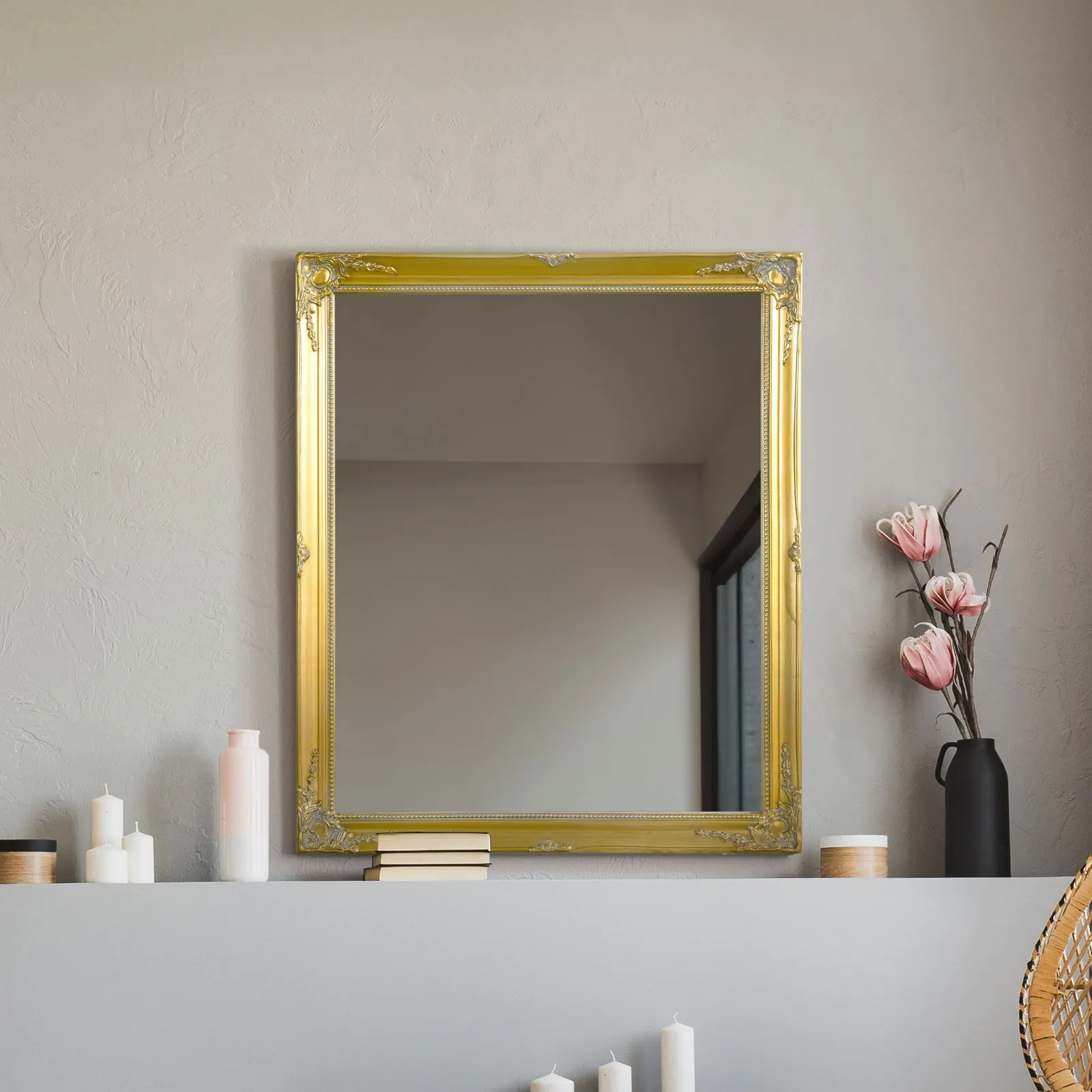 MirrorOutlet Fraser Gold Beaded Wall Mirror 71 x 61 CM