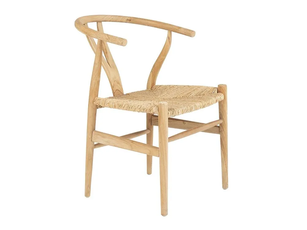 Vente-unique Set Of 6 Teak & Wicker Chairs - Natural - POGIANA in Light Oak 6