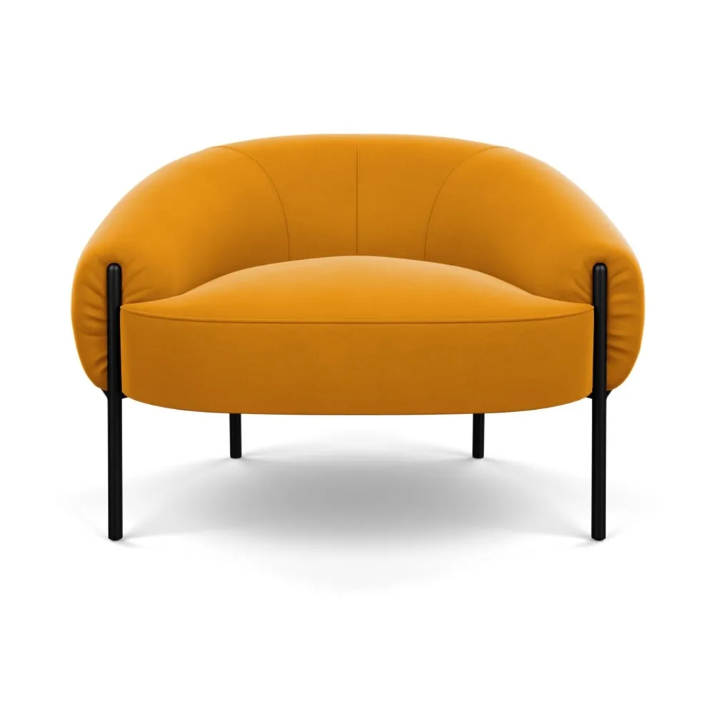 Heal's Isola Armchair Nobilis Velvet Mustard Black Feet