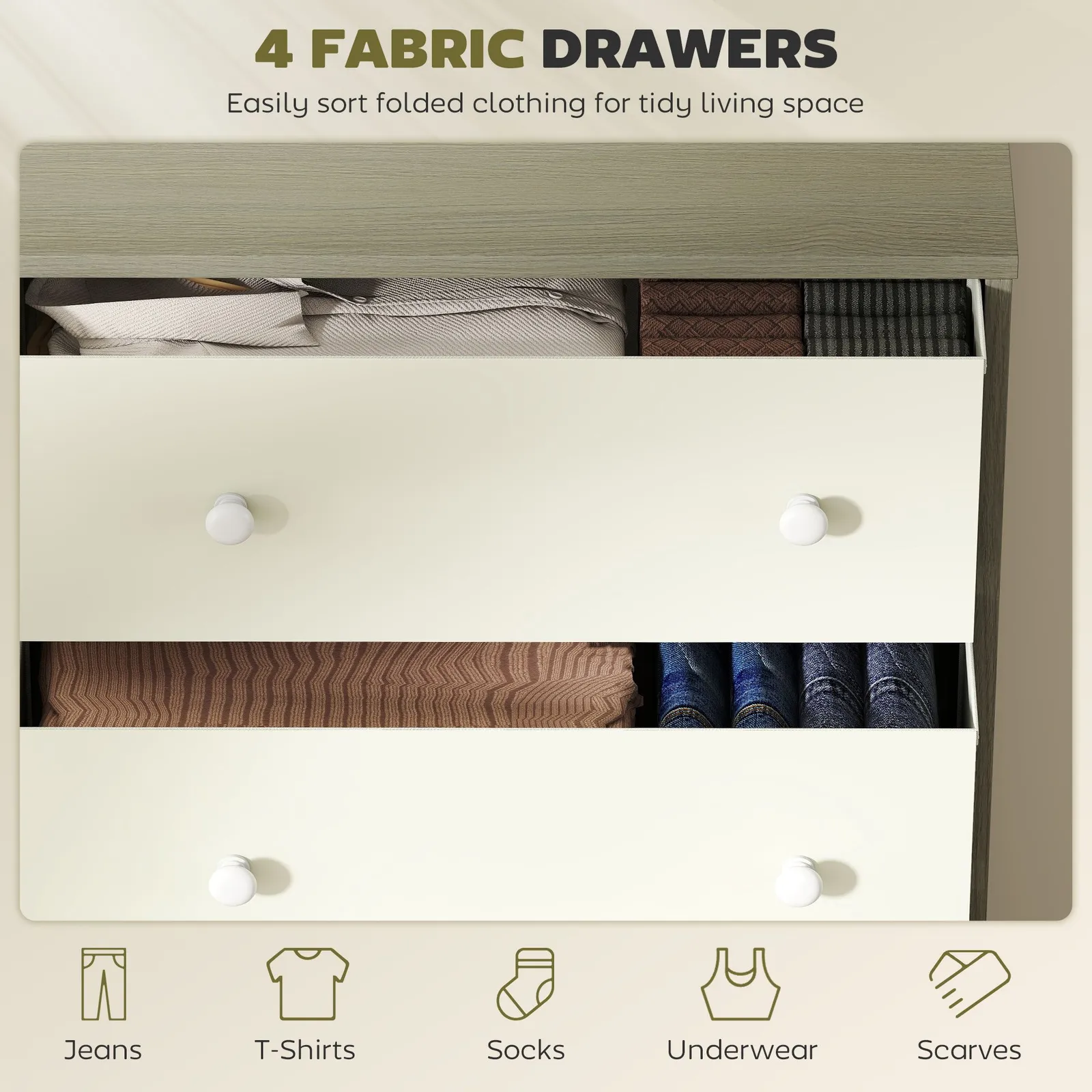 HOMCOM Chest of Drawers, Drawer Dresser for Bedroom in White 4