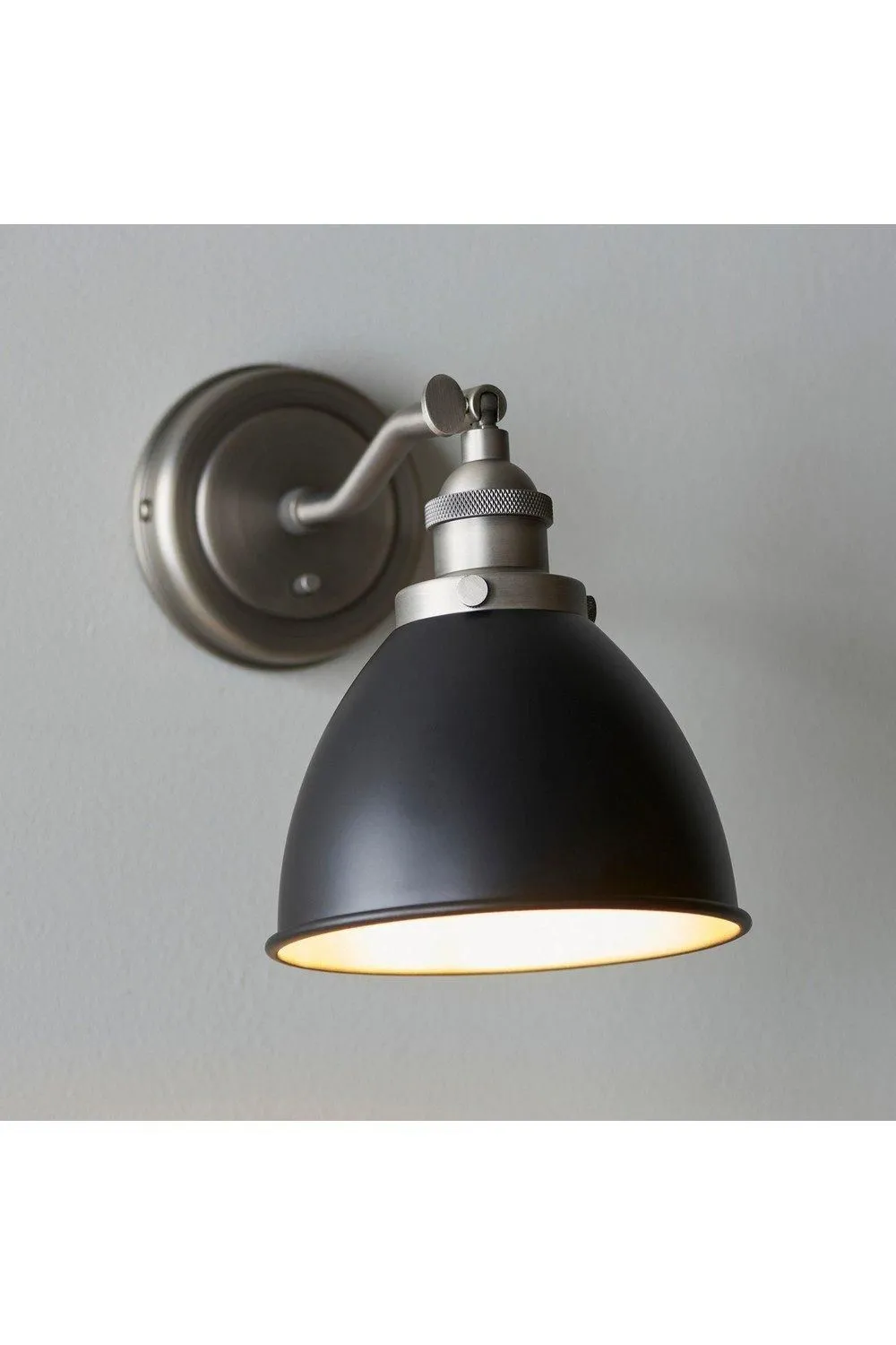 Netlighting Franklin Metal Wall Lamp Aged Pewter Plate Matt Black Paint in Grey 2