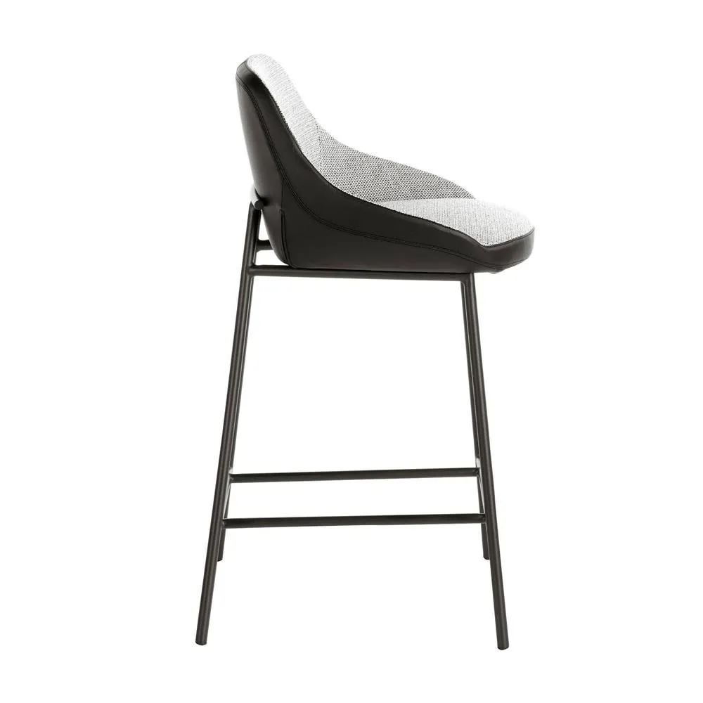 Angel Cerda Grey Fabric Seat & Black Leatherette Back Stool 5