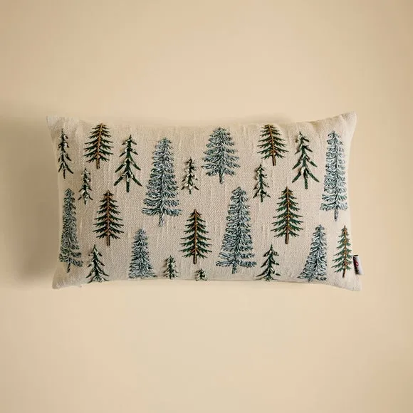Trees Embroidered Rectangle Cushion 3