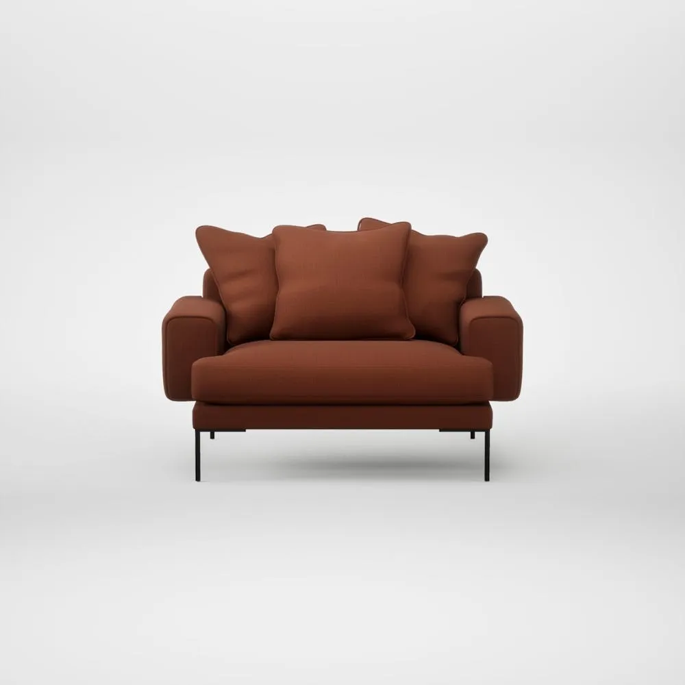 Heal's Torrington Loveseat Smart Cotton Linen Rust Black Feet 2
