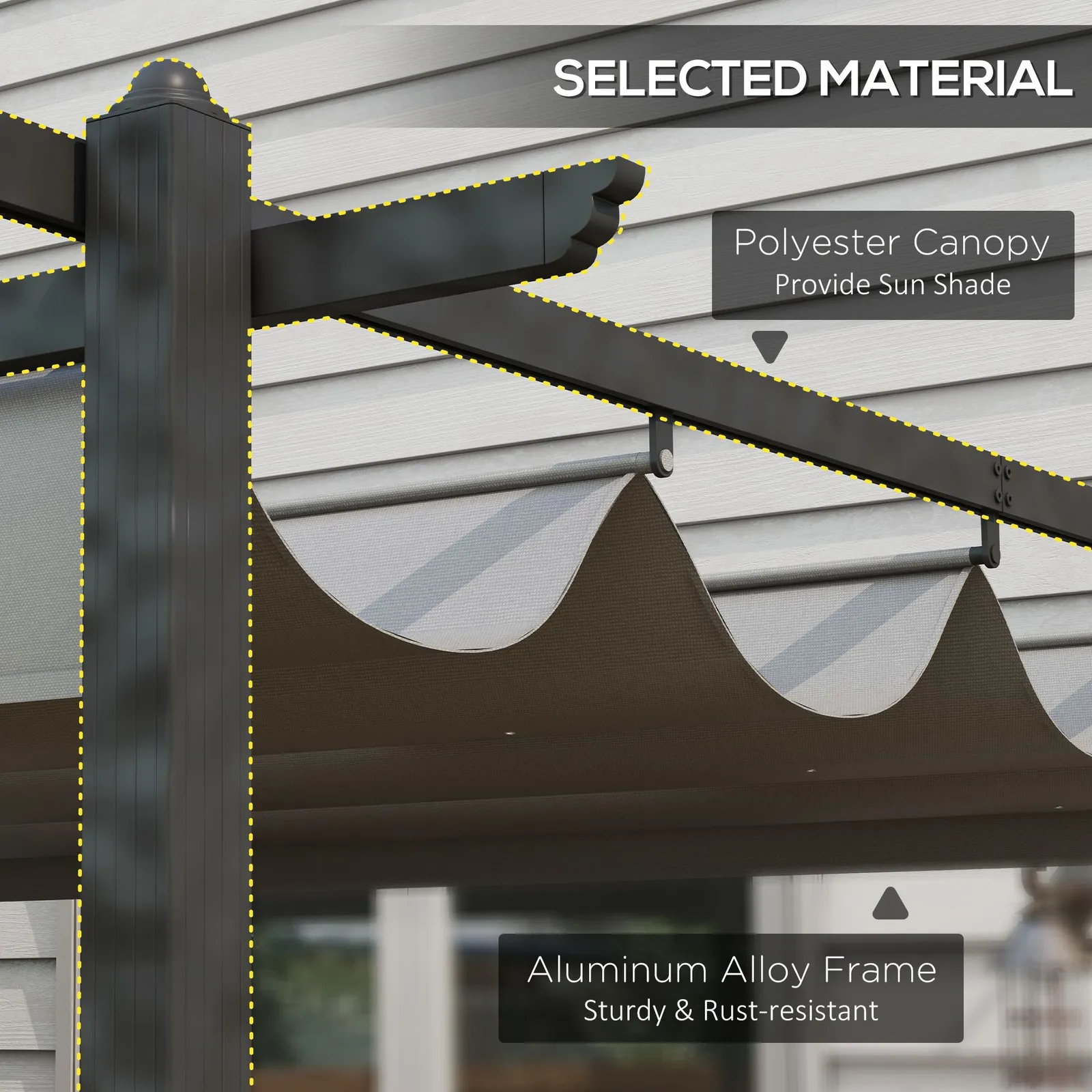 OUTSUNNY 4 x 3(m) Aluminium Pergola Gazebo Garden Shelter w/ Retractable Roof in Grey 4