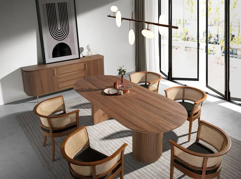 Angel Cerda Oval Walnut Dining Table in Brown 6