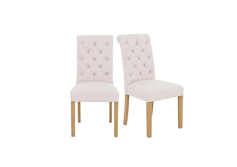 Hamilton Pair of Button Back Dining Chairs - Taupe