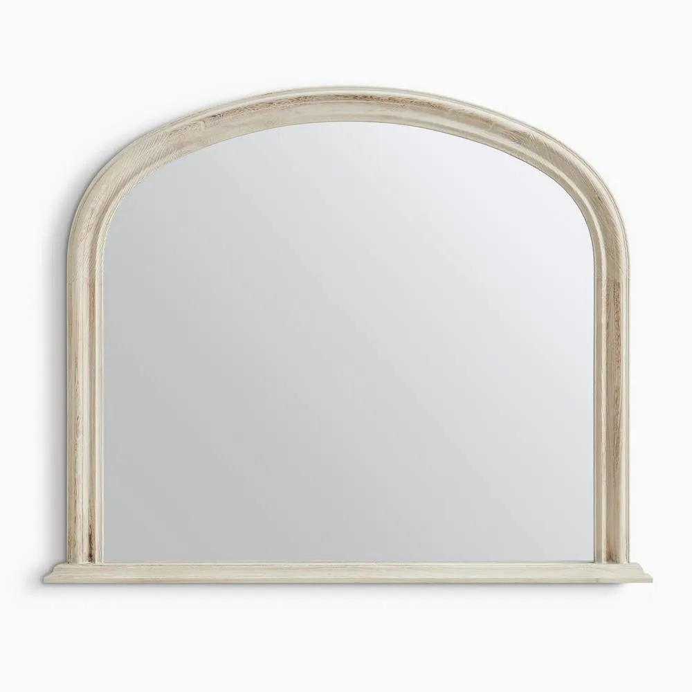 FurnitureboxUK Cecily Whitewash Wood Large 110x90 Overmantle Arch Mirror in White 3