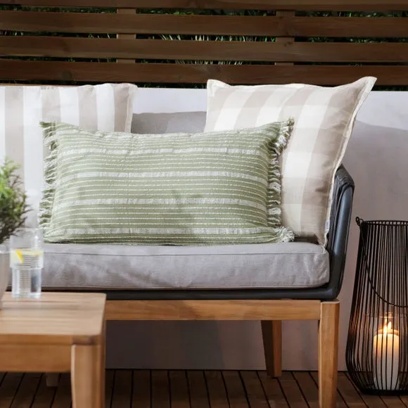 Yard Chesil Check Outdoor Cotton Square Cushion Cover 5