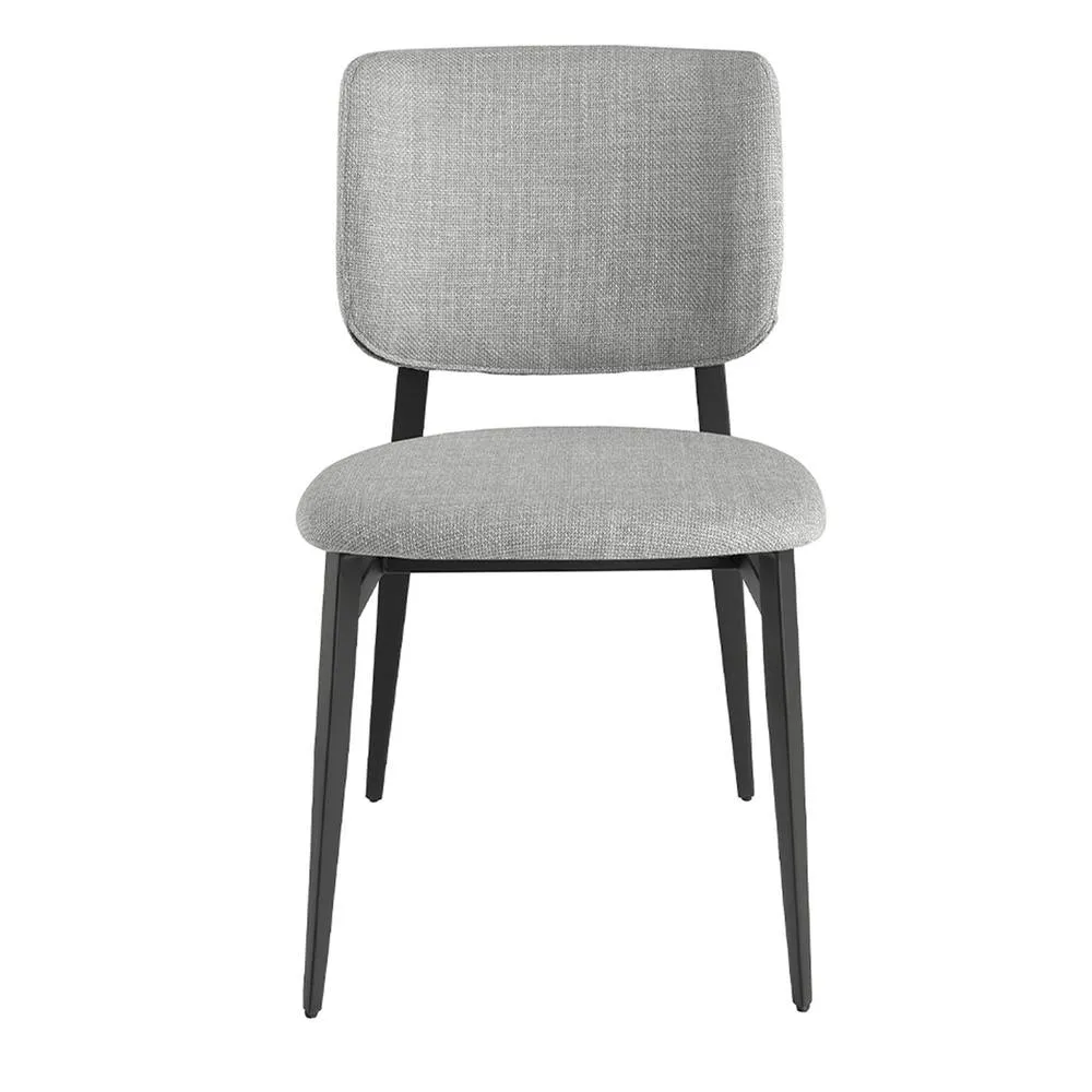 Angel Cerda Light Grey Fabric Dining Chair with Black Steel Legs 2