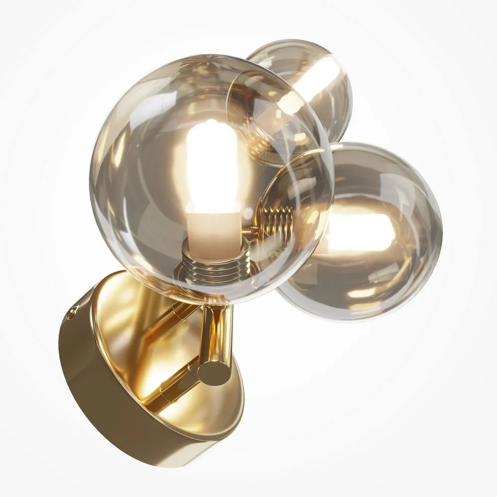 Netlighting Maytoni Dallas Modern 3 Light Wall Lamp Gold Cognac Shade G9 4