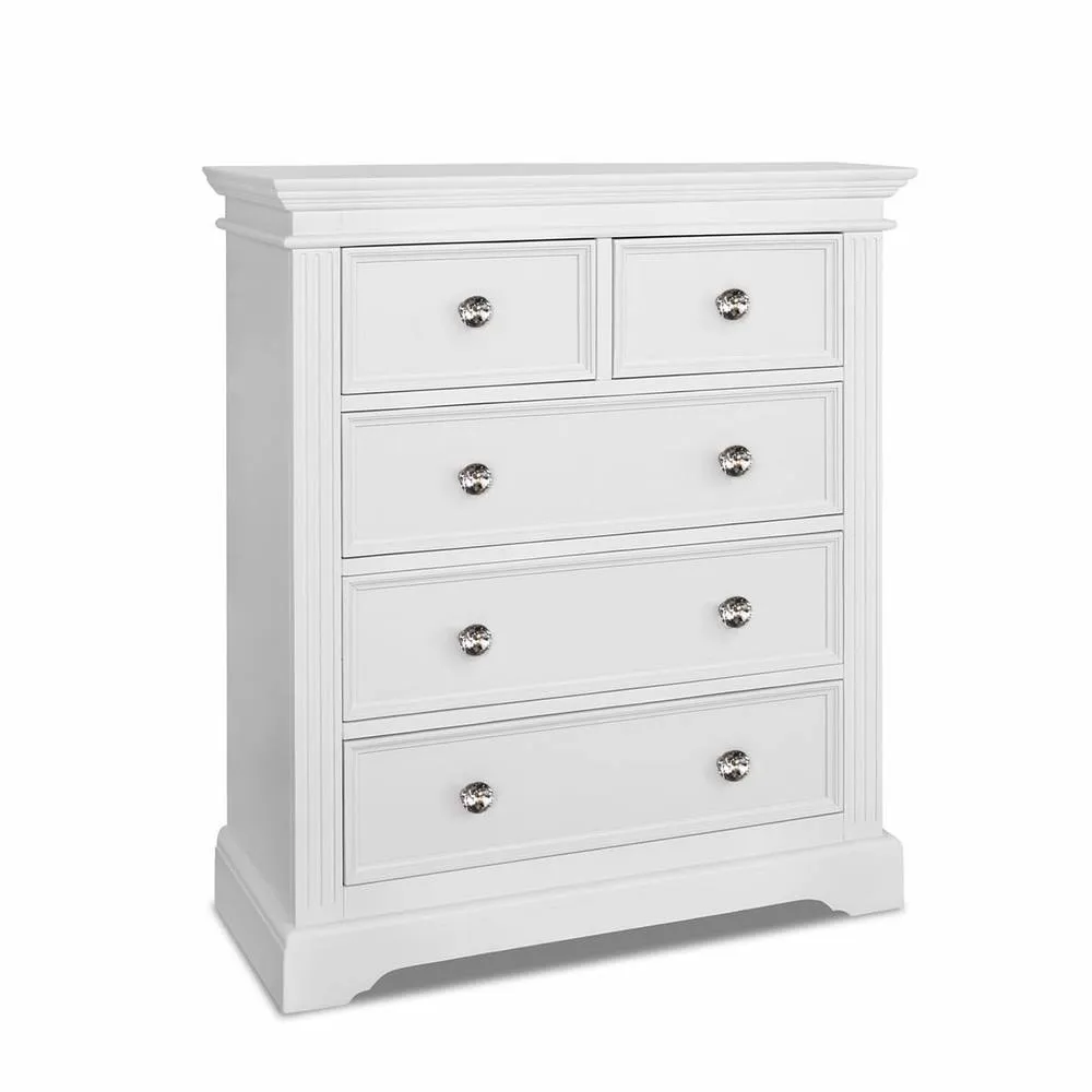 Statement Furniture Gainsborough White 2 Over 3 Chest of Drawers with Crystal Handles 5