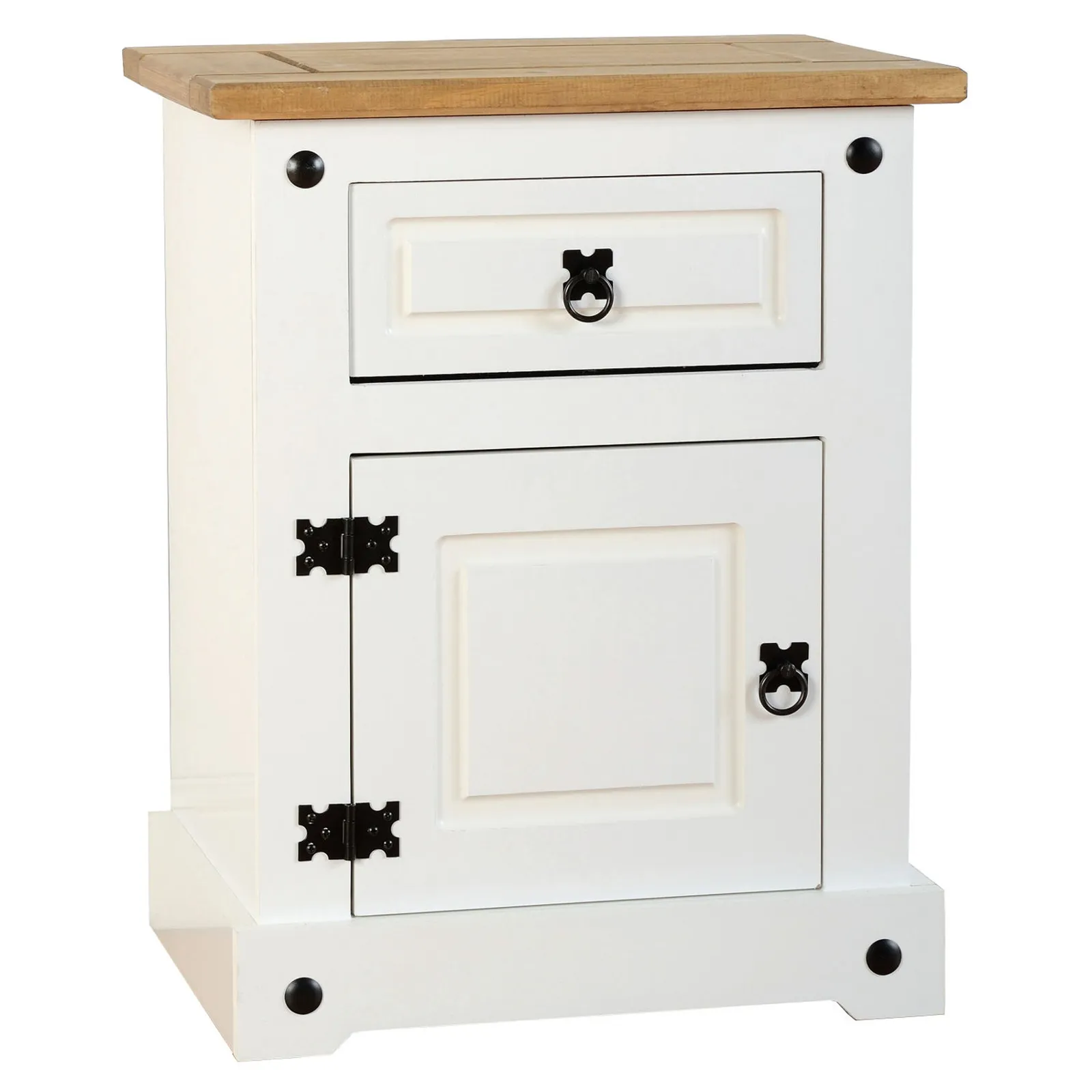 Corona 1 Drawer Bedside Table White