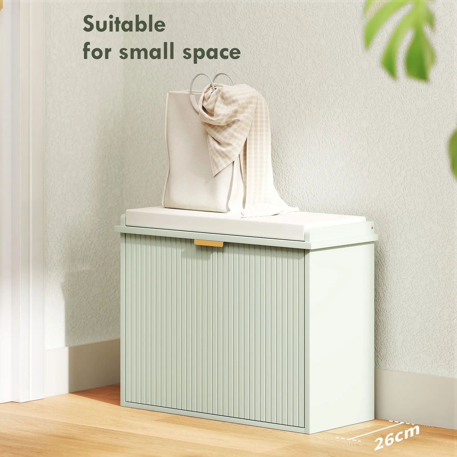 HOMCOM Shoe Storage Bench with Cushion & Flip-Drawer 62x26x47.5cm Green 4
