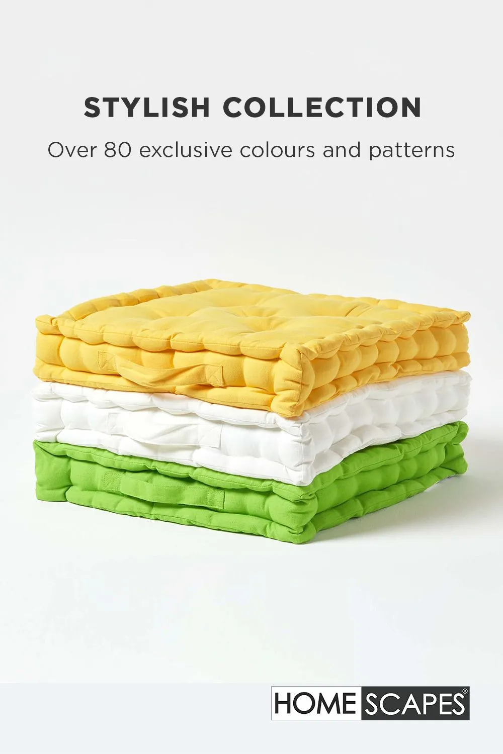 Homescapes Plain Cotton Floor Cushion in Yellow 6