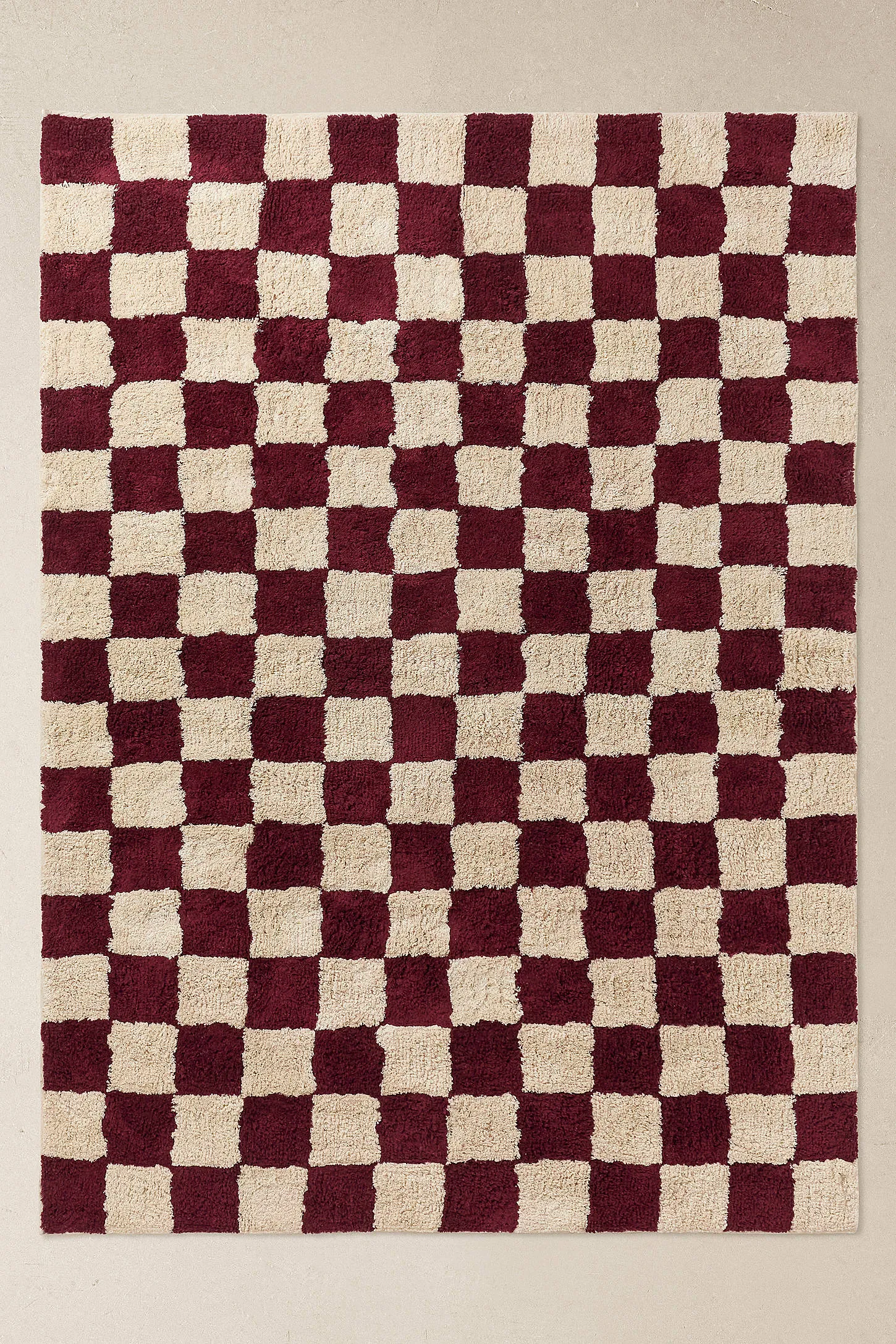 Shaggy Check Burgundy 5x7ft / 150x210cm Rug 2