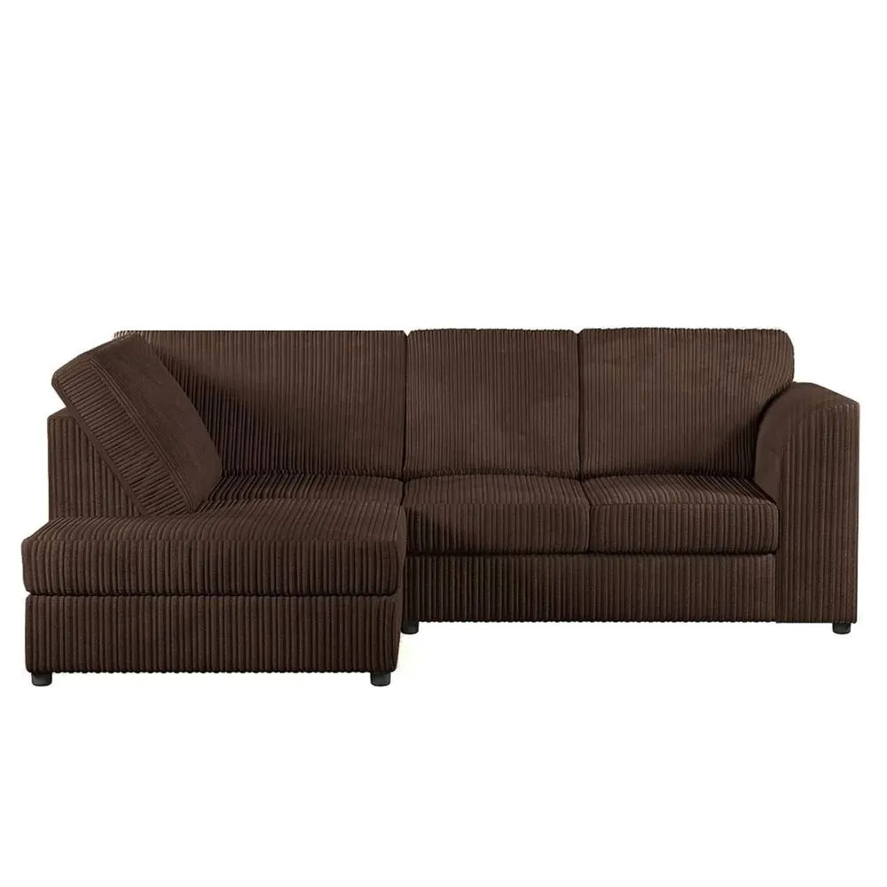 Bliss Furniture Jumbo Cord High Back Left Hand 4 Seater Corner Sofa in Brown