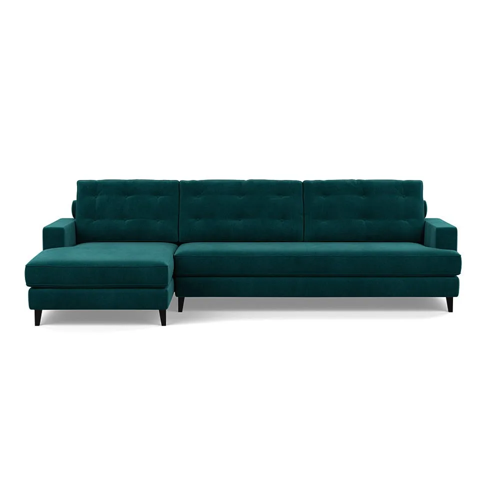Heal's Mistral Left Hand Facing Corner Sofa Smart Luxe Velvet Ocean Black Feet 1