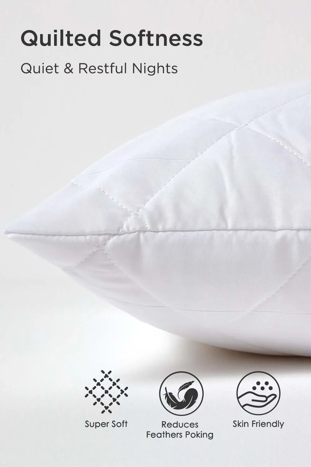 Homescapes Quilted Pillow Protector, Pack of 4 in White 4