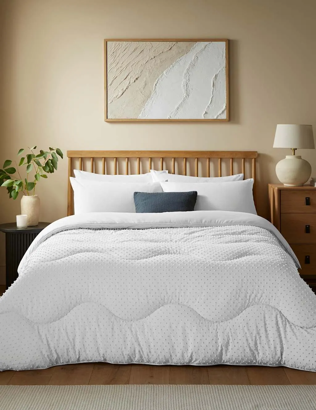 Nightlark Tufted Dots 10.5 Tog Coverless Duvet Set White