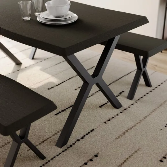 Ezra II 6 Seater Rectangular Dining Table with 2 Benches 4