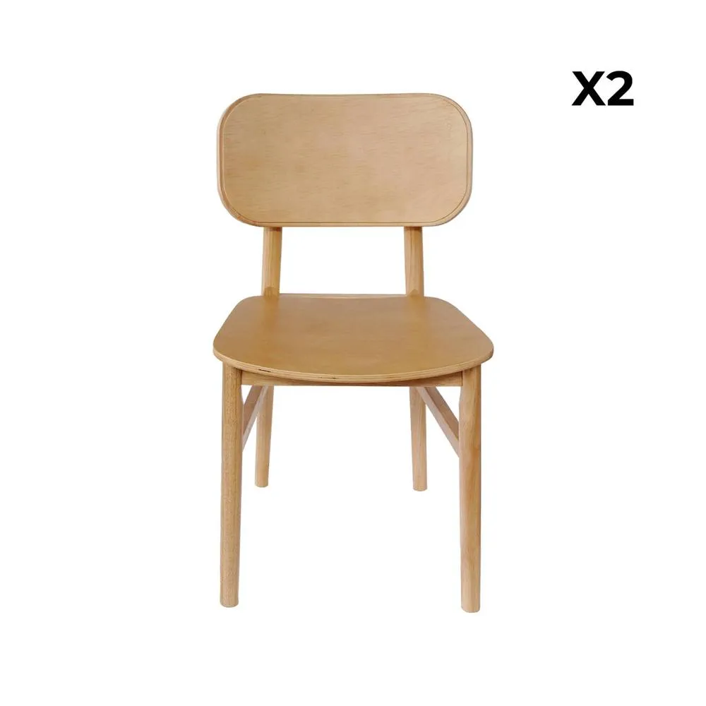 sweeek Pair of hevea wood chairs in Brown 4