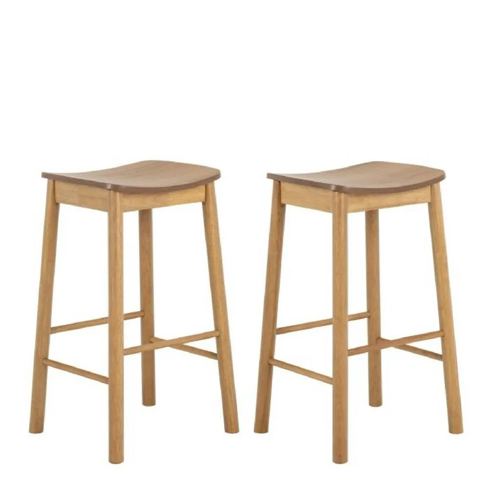 netfurniture Soho Bar Stool Without Back in Matt Oak Set of 2 in Brown