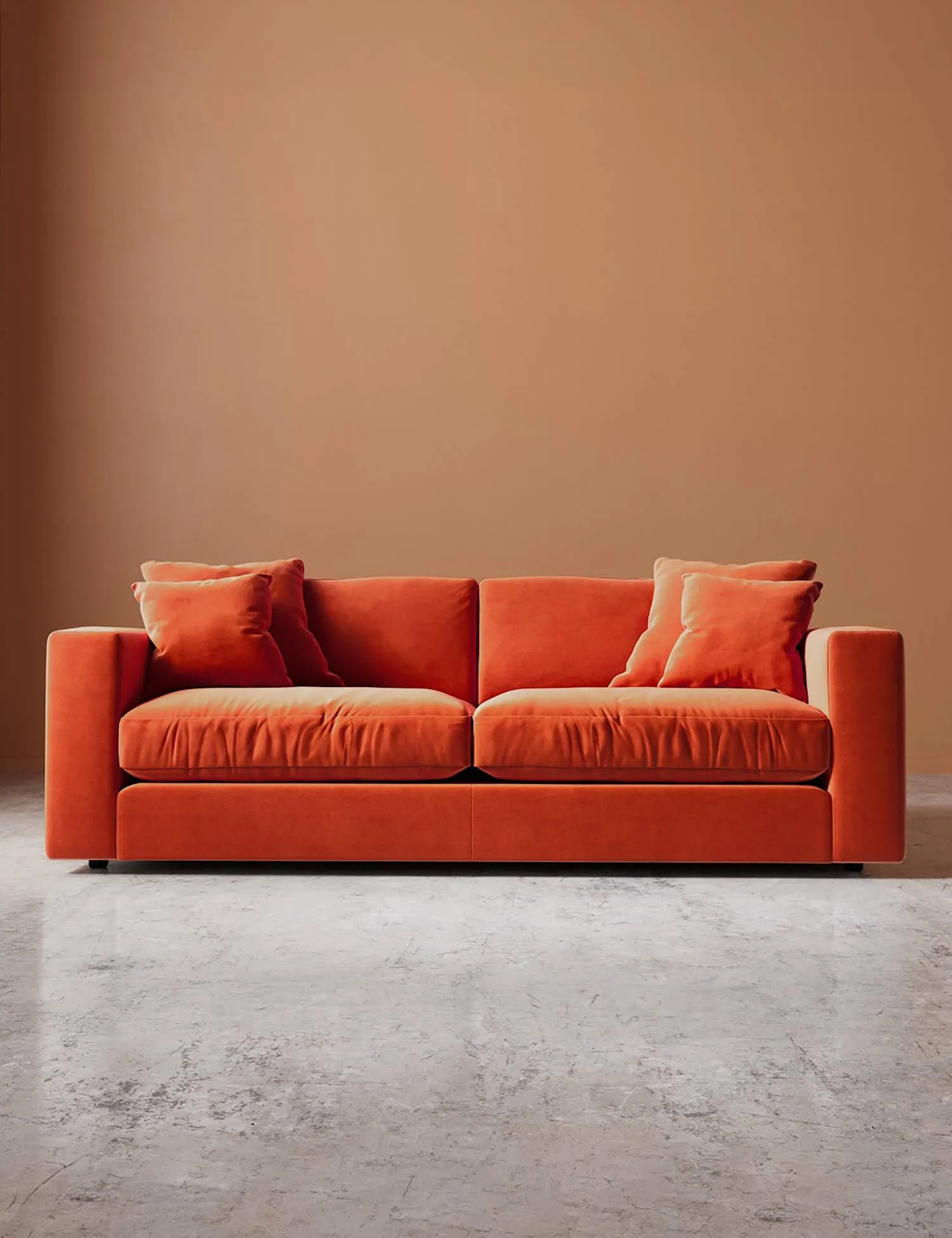 Swoon Easy Velvet 3 Seater Sofa Orange