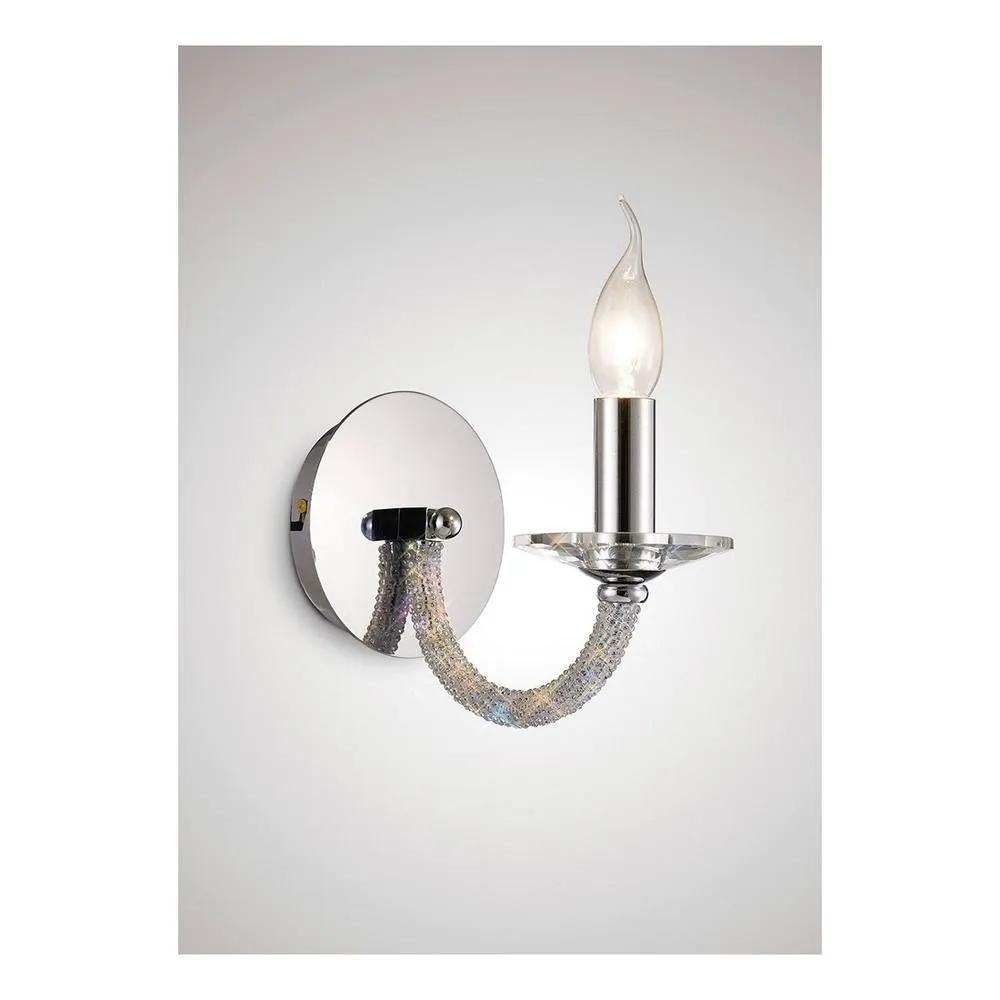 Netlighting Elena Wall Lamp Switched 1 Candle Light Polished Chrome Crystal in Grey 2