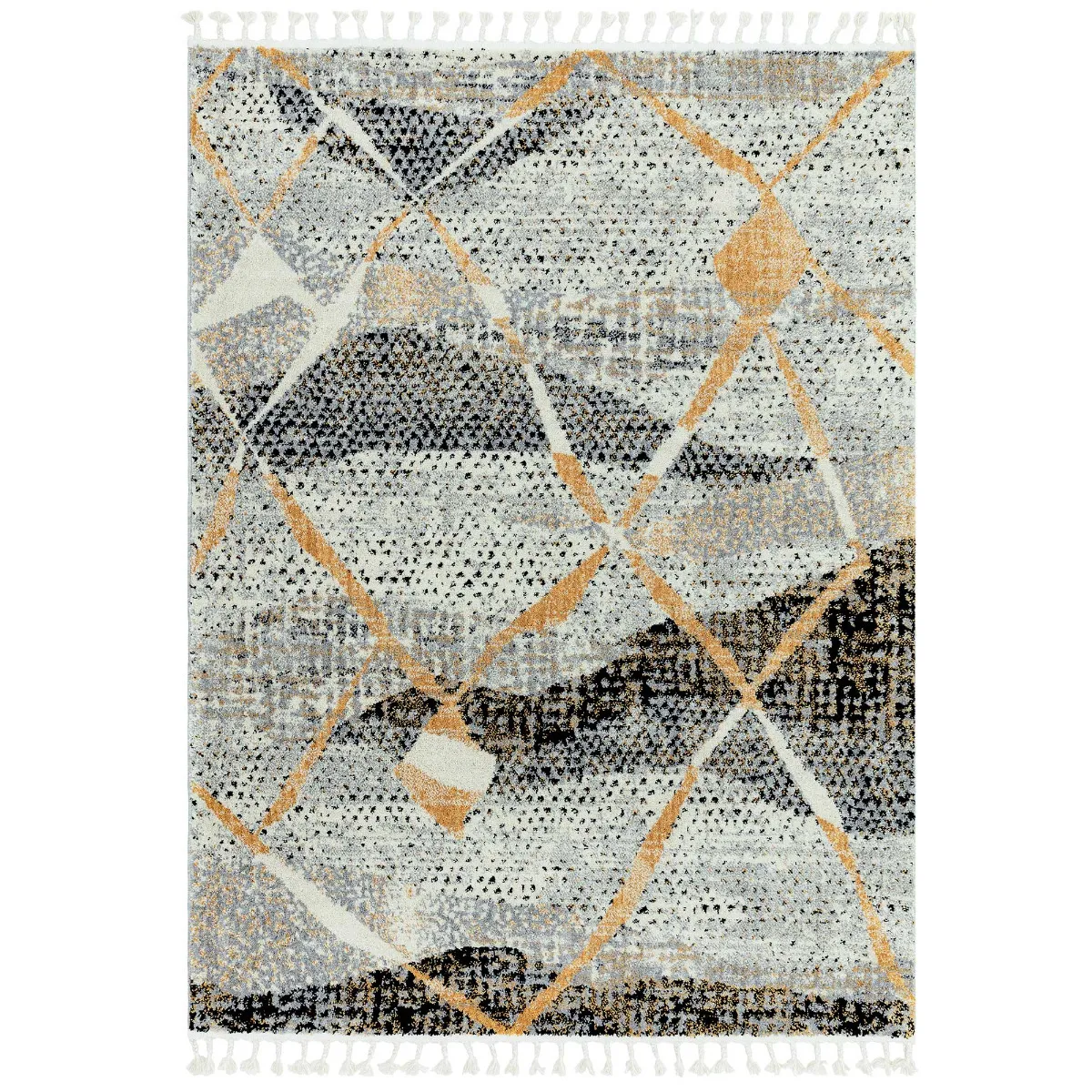 Aria Abstract Rug, Monochrome and Orange