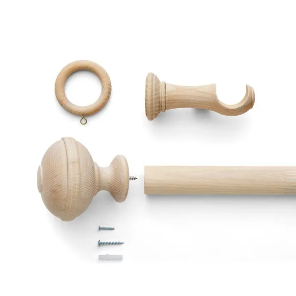 Oval Ribbed Wood Curtain Pole 4