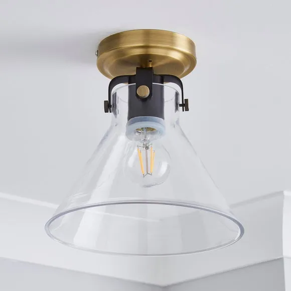 Paulson Antique Brass Bathroom Flush Ceiling Light 2